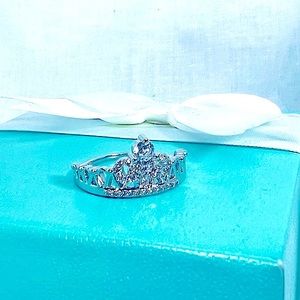 Crown Prince Princess Royal Tiara Jeweled Ring Silver Color Deadstock NEW NWOT
